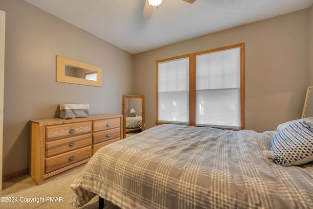 480 Spruce Dr, Tannersville, PA 18372 - bedroom with light carpet and a ceiling fan