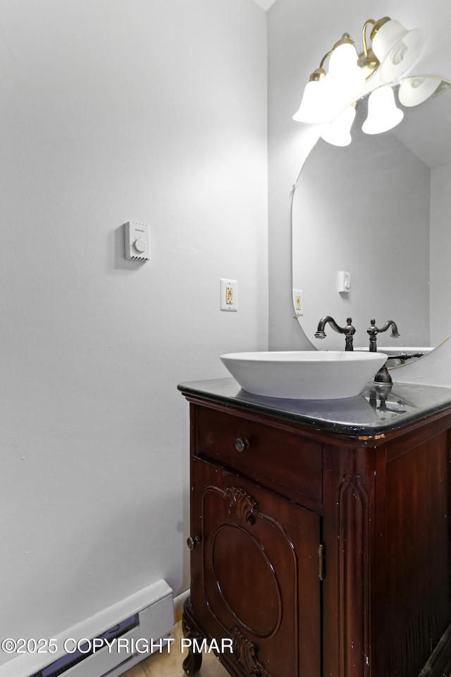 2247 Reo Dr, Effort, PA 18330 - bathroom with a chandelier and vanity