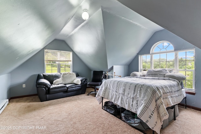 2247 Reo Dr, Effort, PA 18330 - bedroom featuring carpet flooring, lofted ceiling, and multiple windows