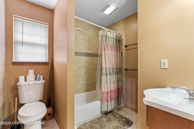 2247 Reo Dr, Effort, PA 18330 - full bathroom featuring tile patterned flooring, shower / bath combo, and vanity
