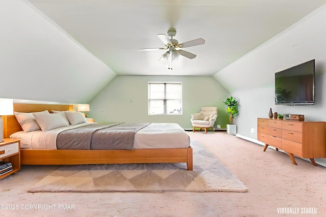2247 Reo Dr, Effort, PA 18330 - carpeted bedroom featuring lofted ceiling and a ceiling fan