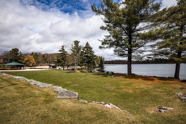 65 Maplewood Rd, Lake Harmony, PA 18624 - view of grassy yard featuring a gazebo and a water view