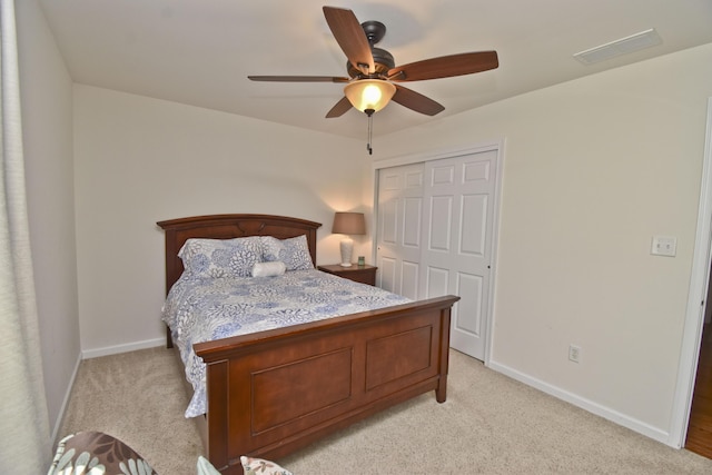 1785 Big Ridge Dr, East Stroudsburg, PA 18302 - bedroom featuring light colored carpet, a closet, and a ceiling fan