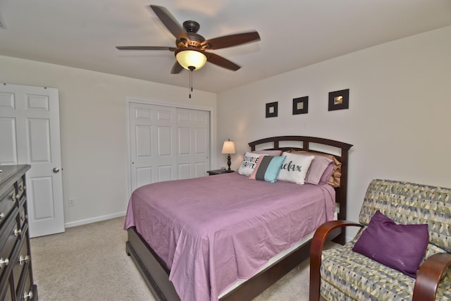 1785 Big Ridge Dr, East Stroudsburg, PA 18302 - bedroom with a closet, a ceiling fan, and light colored carpet