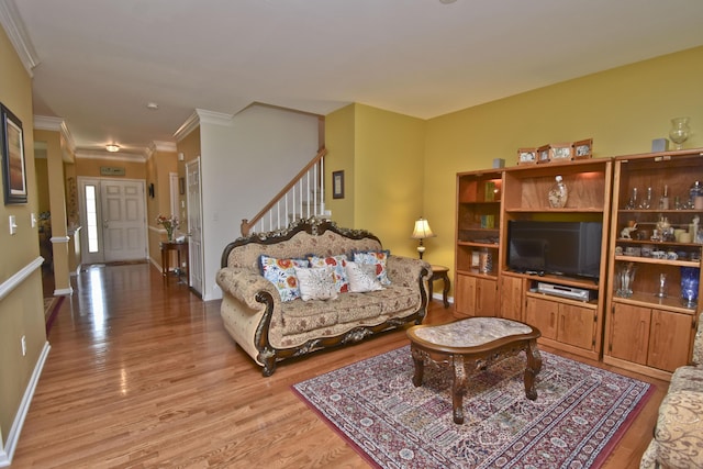 1785 Big Ridge Dr, East Stroudsburg, PA 18302 - living area featuring light wood-style flooring and crown molding