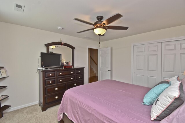 1785 Big Ridge Dr, East Stroudsburg, PA 18302 - bedroom with light carpet, a closet, and ceiling fan