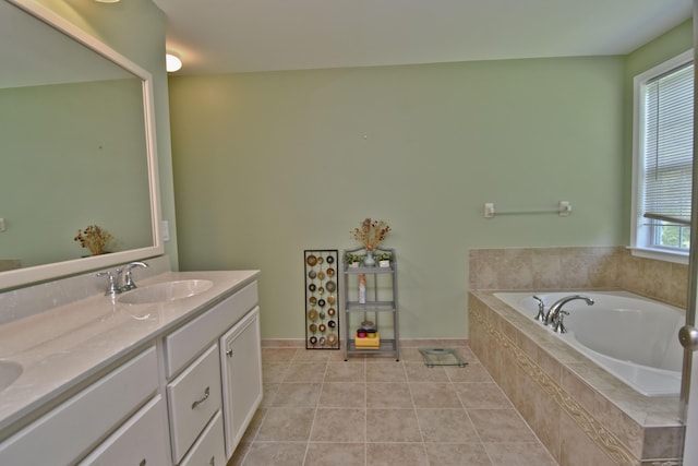 1785 Big Ridge Dr, East Stroudsburg, PA 18302 - full bathroom featuring a bath, double vanity, and tile patterned flooring