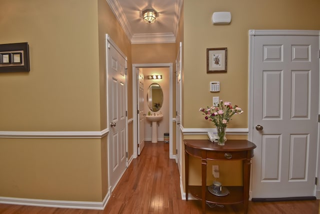 1785 Big Ridge Dr, East Stroudsburg, PA 18302 - hallway with crown molding and wood finished floors