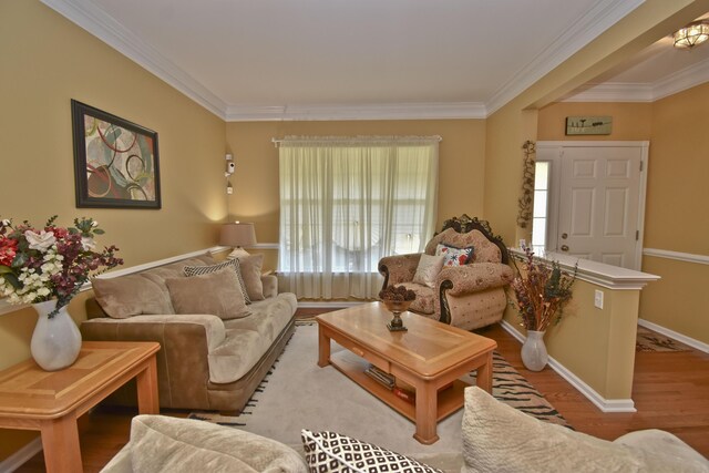 1785 Big Ridge Dr, East Stroudsburg, PA 18302 - living room featuring crown molding and wood finished floors
