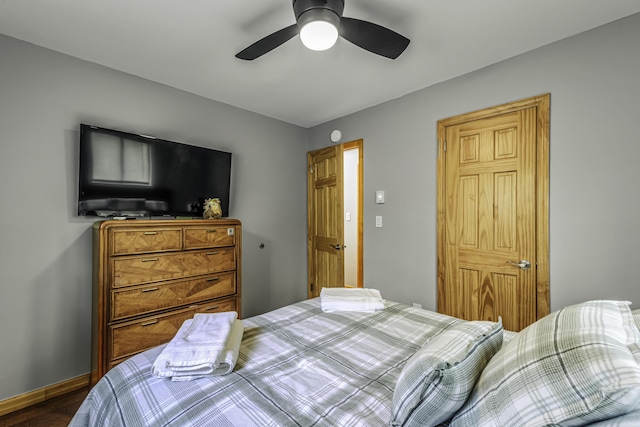 268 Outer Dr, Pocono Lake, PA 18347 - bedroom featuring wood finished floors and a ceiling fan