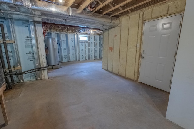 basement with water heater