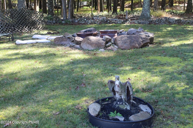 view of yard with an outdoor fire pit