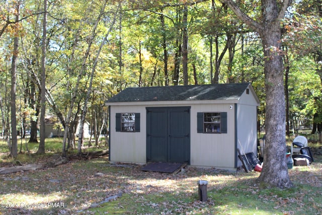 view of shed