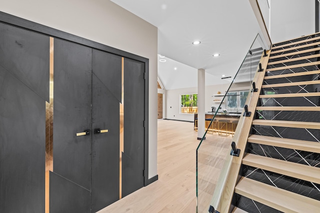 2154 Valleyview Dr, Bushkill, PA 18324 - stairs featuring recessed lighting and wood finished floors