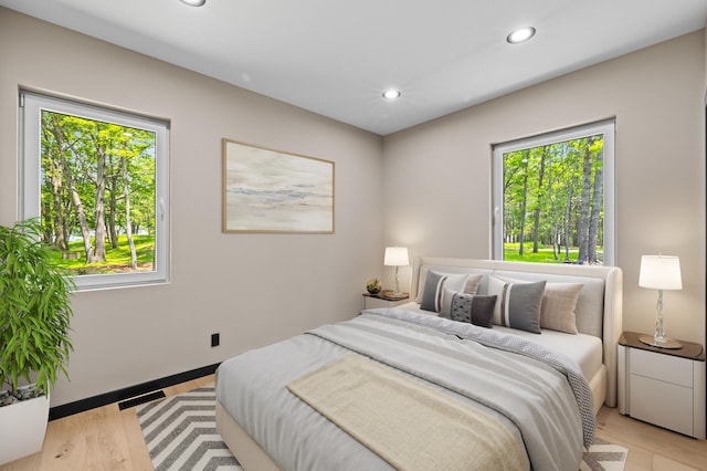 2154 Valleyview Dr, Bushkill, PA 18324 - bedroom with multiple windows, recessed lighting, and light wood-style floors