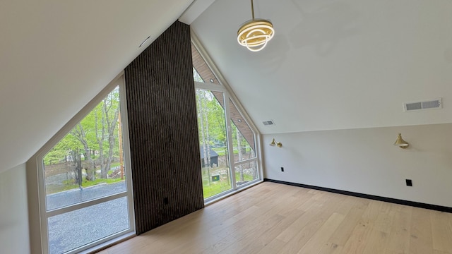 2154 Valleyview Dr, Bushkill, PA 18324 - bonus room featuring lofted ceiling, wood finished floors, and baseboards