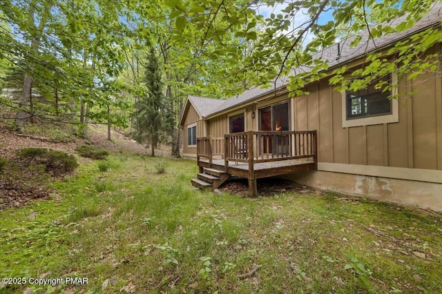 view of yard with a deck