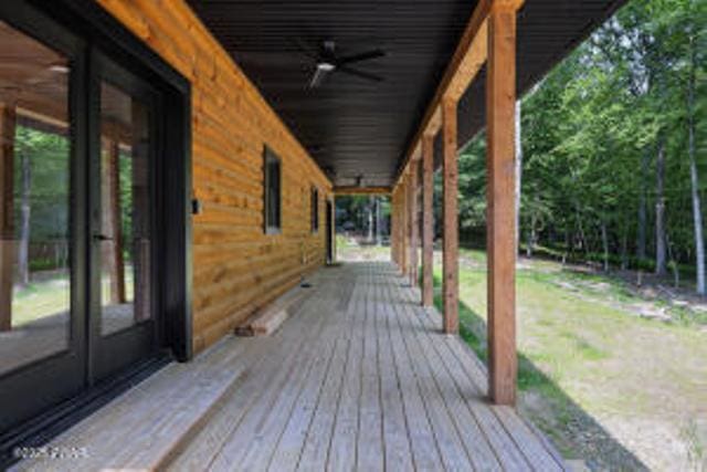 118 Eagle Rock Rd, Lackawaxen, PA 18435 - wooden deck with a ceiling fan