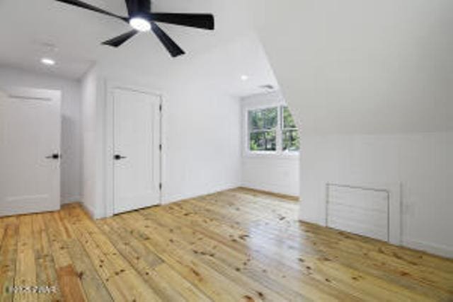 118 Eagle Rock Rd, Lackawaxen, PA 18435 - bonus room with hardwood / wood-style flooring, ceiling fan, and lofted ceiling