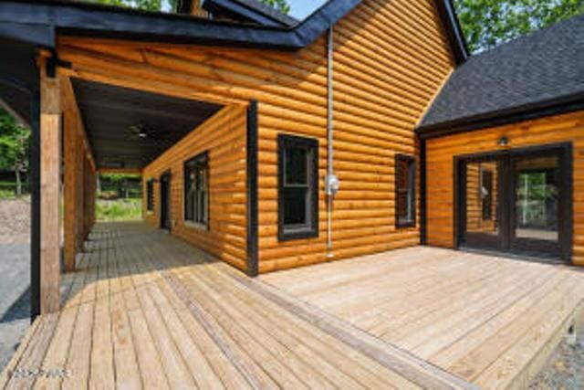 118 Eagle Rock Rd, Lackawaxen, PA 18435 - wooden deck featuring french doors