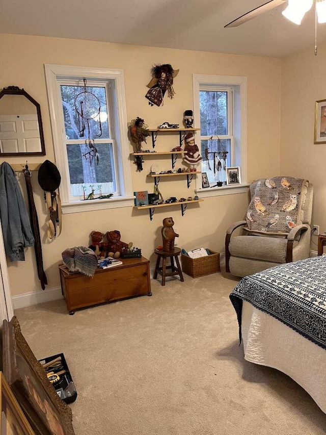 4426 Skyline Dr, Canadensis, PA 18325 - carpeted bedroom featuring multiple windows and ceiling fan