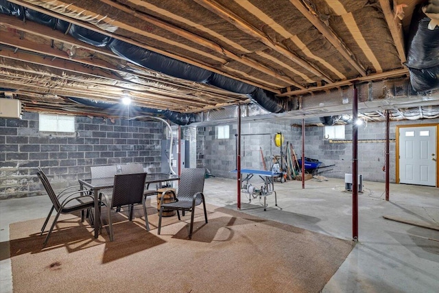 basement with water heater