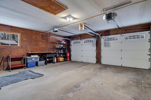 garage with a garage door opener