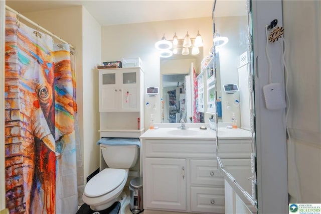 7112 Howell Ter, Stroudsburg, PA 18360 - full bathroom with toilet, vanity, and a shower with shower curtain