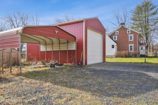 view of detached garage