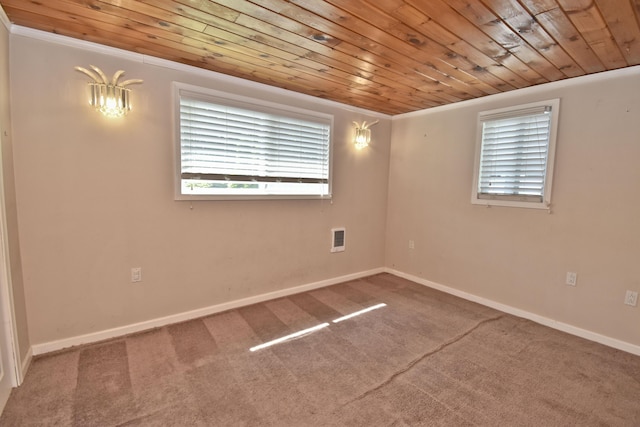 2115 Upper Smith Gap Rd, Saylorsburg, PA 18353 - empty room with healthy amount of natural light, wood ceiling, carpet floors, and ornamental molding