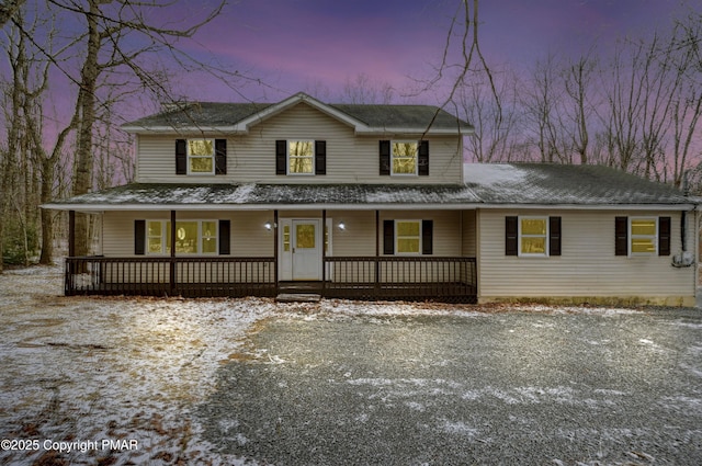 view of front of home featuring covered porch