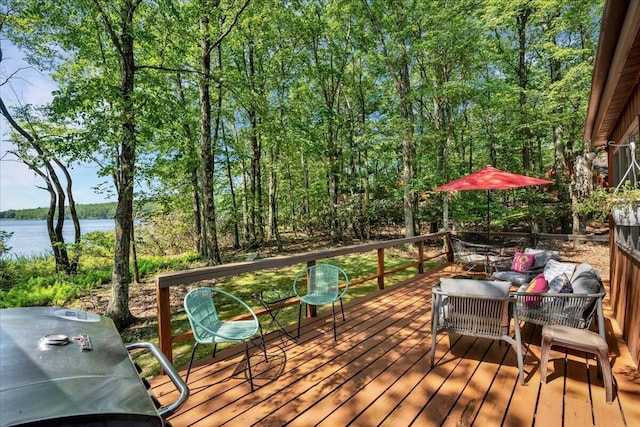 99 Ruffed Grouse Ct, Lake Harmony, PA 18624 - deck with a water view and a grill
