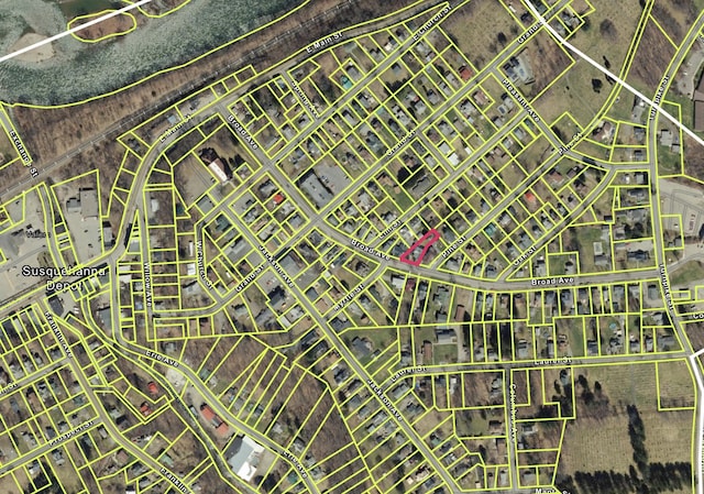 207 Broad Ave, Susquehanna, PA 18847 - aerial view of property's location featuring property boundaries highlighted