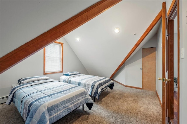 392 Hemlock Dr, Tobyhanna, PA 18466 - carpeted bedroom with vaulted ceiling and recessed lighting