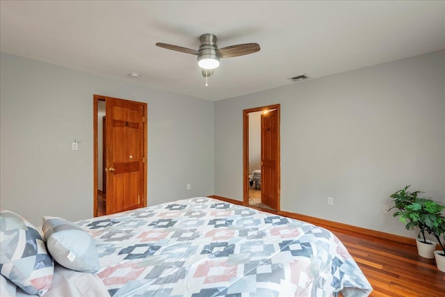 392 Hemlock Dr, Tobyhanna, PA 18466 - bedroom with wood finished floors, baseboards, and ceiling fan