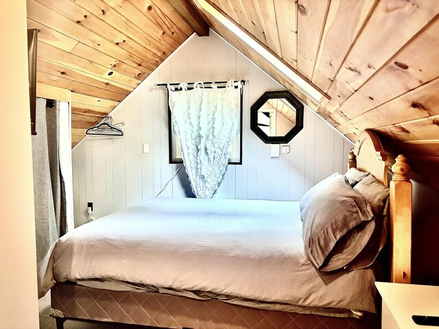 256 Partridge Dr, Pocono Lake, PA 18347 - bedroom with wooden ceiling and wooden walls