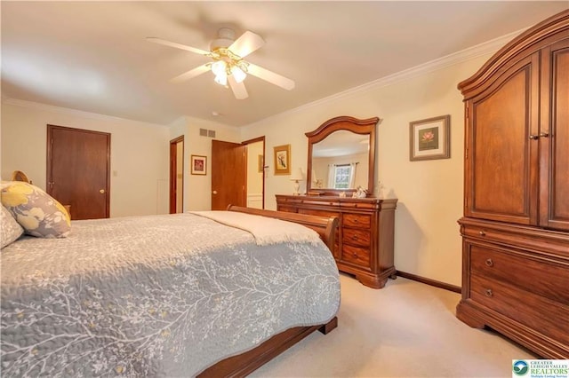 536 Mcilhaney Rd, Stroudsburg, PA 18360 - bedroom featuring light carpet, crown molding, and ceiling fan