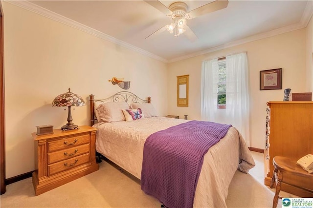 536 Mcilhaney Rd, Stroudsburg, PA 18360 - bedroom with light colored carpet, crown molding, and a ceiling fan