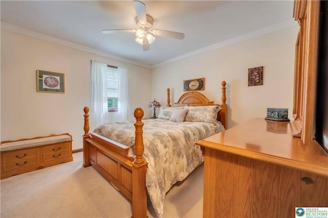 536 Mcilhaney Rd, Stroudsburg, PA 18360 - bedroom featuring light carpet, crown molding, and a ceiling fan