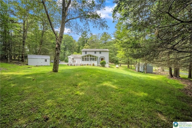 536 Mcilhaney Rd, Stroudsburg, PA 18360 - view of green lawn featuring a storage shed