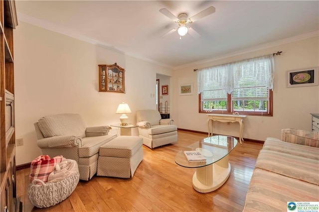 536 Mcilhaney Rd, Stroudsburg, PA 18360 - living area with ceiling fan, light wood-type flooring, and crown molding