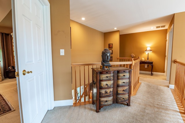 49 Central Dr, Easton, PA 18045 - corridor with an upstairs landing, carpet, wainscoting, and recessed lighting