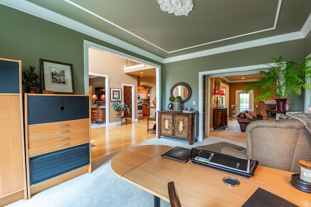 49 Central Dr, Easton, PA 18045 - office with crown molding, baseboards, arched walkways, and wood finished floors