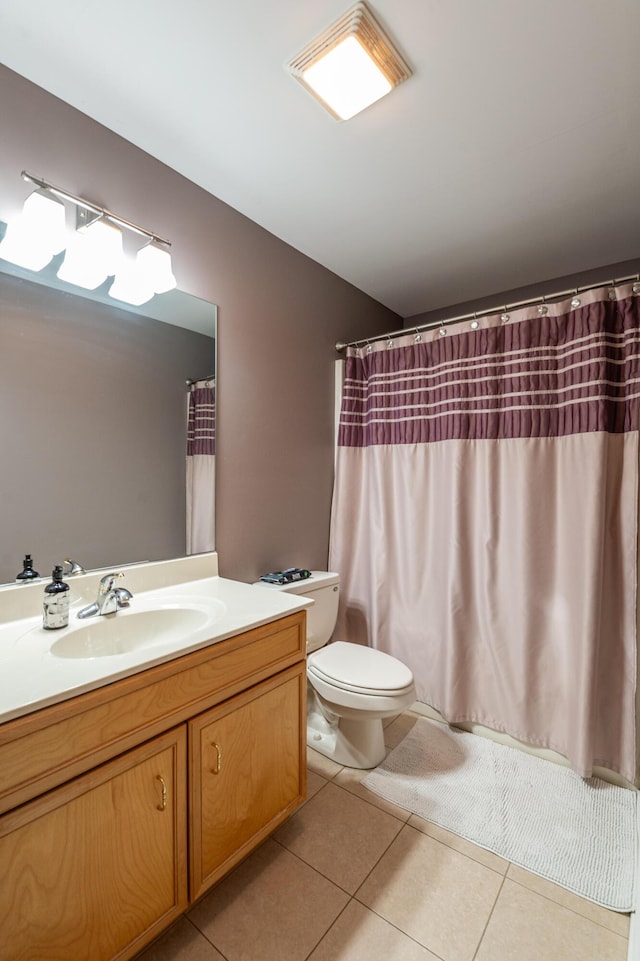 49 Central Dr, Easton, PA 18045 - bathroom featuring toilet, vanity, tile patterned flooring, and curtained shower