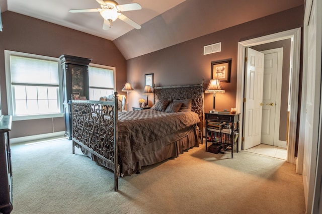 49 Central Dr, Easton, PA 18045 - carpeted bedroom featuring vaulted ceiling and ceiling fan