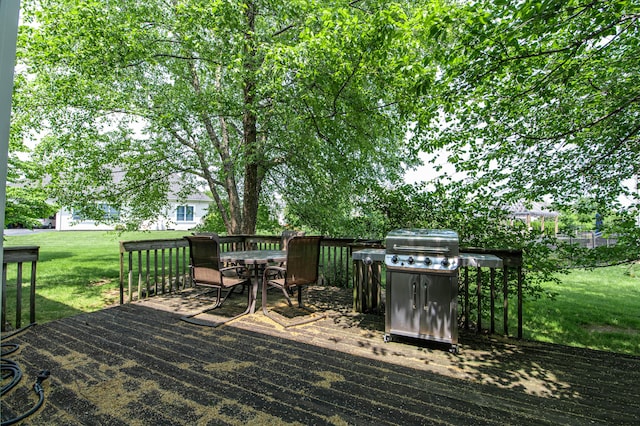 49 Central Dr, Easton, PA 18045 - wooden terrace with a yard, outdoor dining area, and a grill