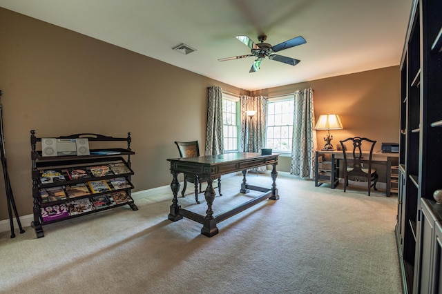 49 Central Dr, Easton, PA 18045 - office area featuring a ceiling fan, carpet, and baseboards