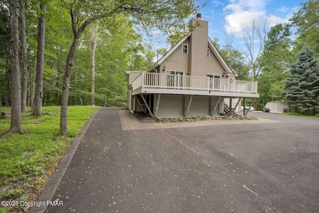 view of front of property with a deck