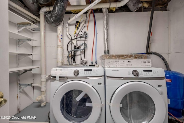 laundry room with washing machine and clothes dryer