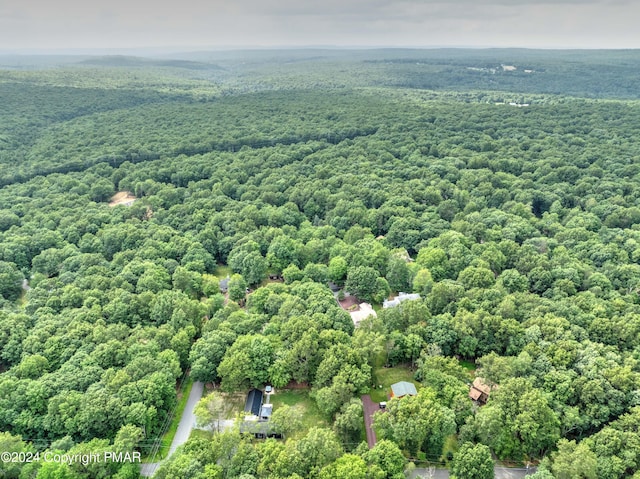 bird's eye view featuring a forest view